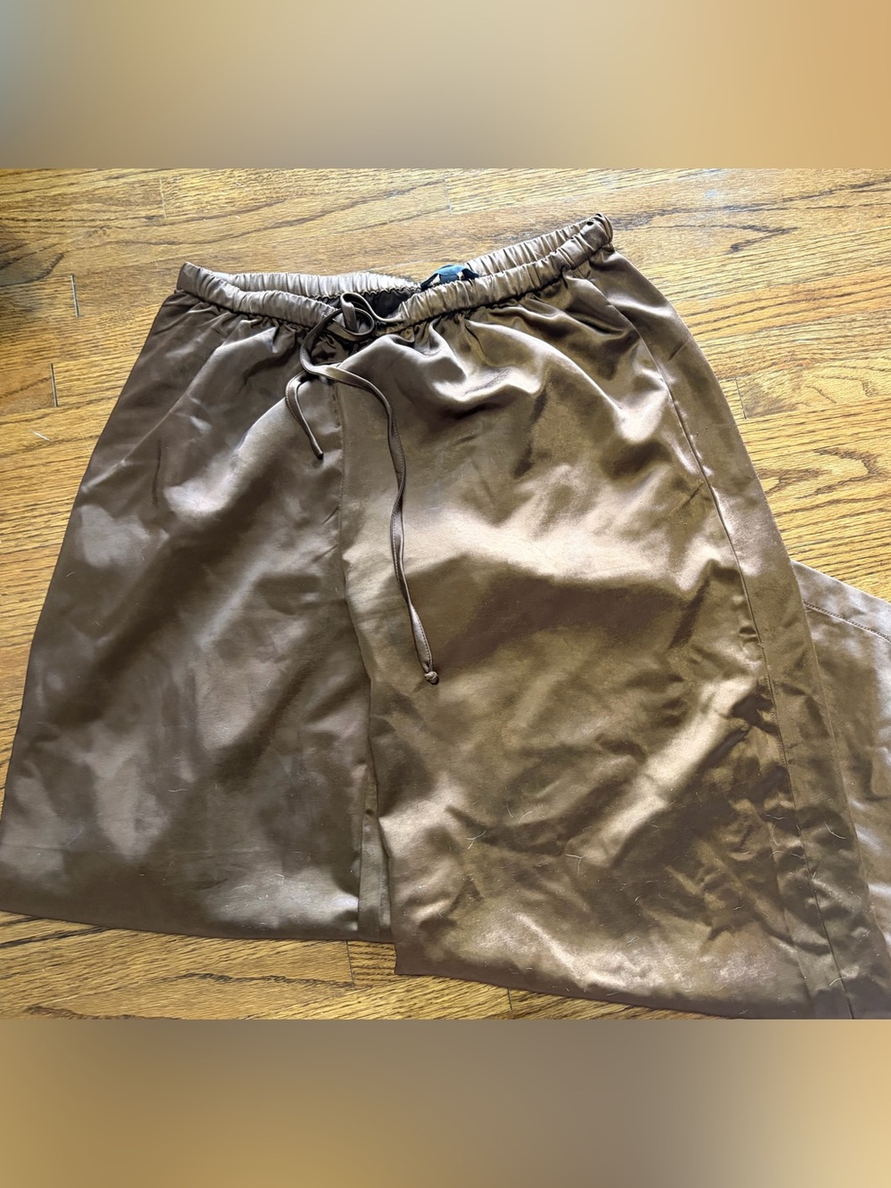 brown satin pants